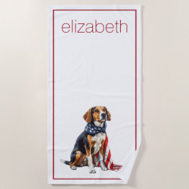 4. Juli Patriotischer Hund Personalisiert Strandtuch