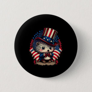 4. Juli Patriotischer Igel US-Flagge Button