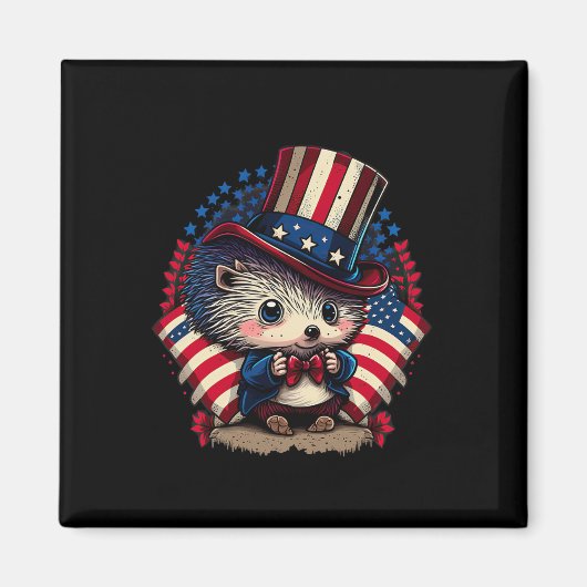 4. Juli Patriotischer Igel US-Flagge Magnet (Vorne)