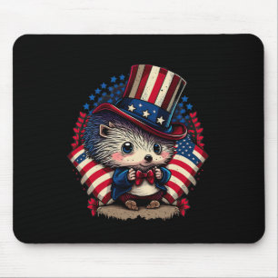 4. Juli Patriotischer Igel US-Flagge Mousepad