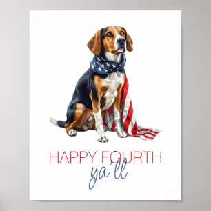 4. Juli Patriotischer Jagdhund Personalisiert Poster