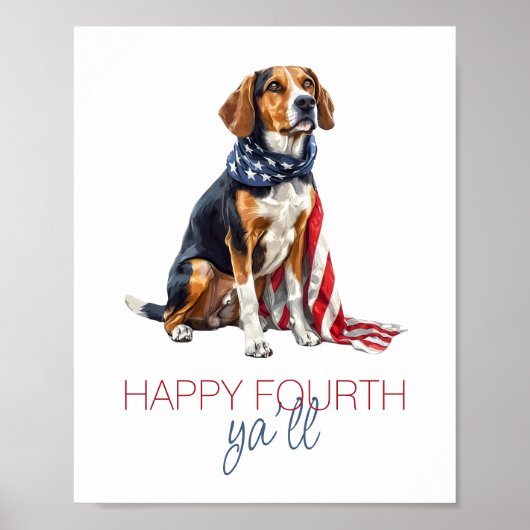 4. Juli Patriotischer Jagdhund Personalisiert Poster (Vorne)