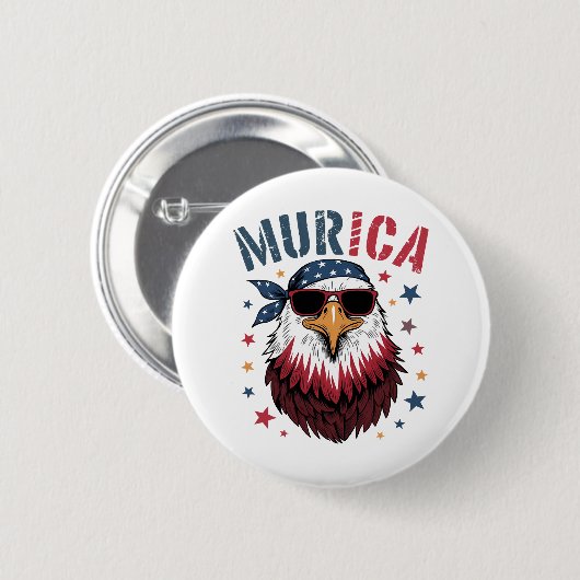 4. Juli Patriotischer Lustiger Adler USA Button (Vorne & Hinten)