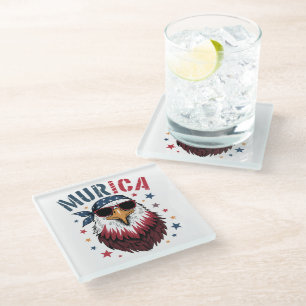 4. Juli Patriotischer Lustiger Adler USA Glasuntersetzer