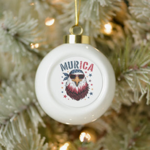 4. Juli Patriotischer Lustiger Adler USA Keramik Kugel-Ornament