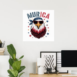 4. Juli Patriotischer Lustiger Adler USA Poster
