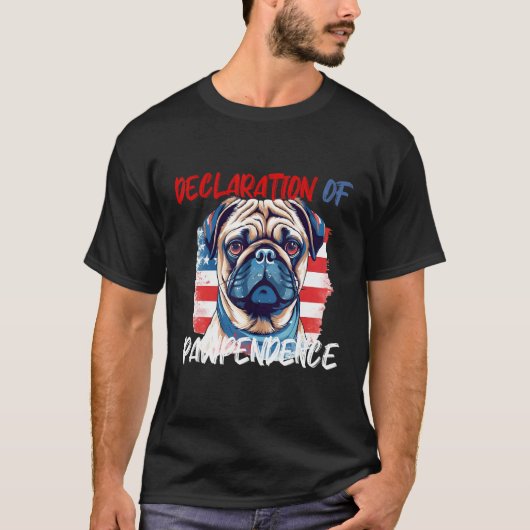 4. Juli Patriotischer Mops T-Shirt (Vorderseite)