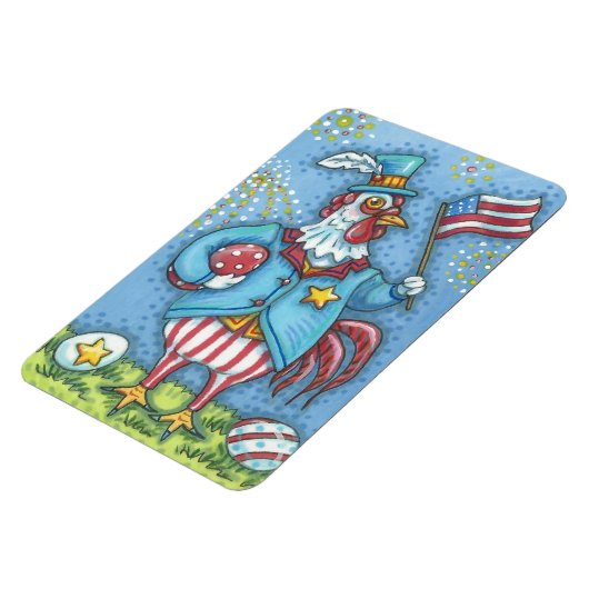 4. JULI PATRIOTISCHER ROOSTER, CHICKEN MAGNET LG. (Linke Seite)