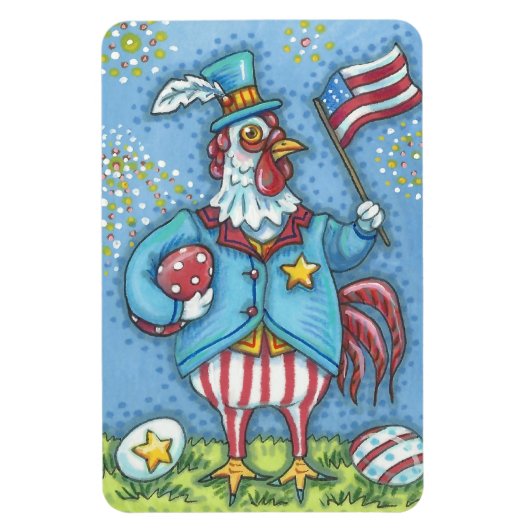 4. JULI PATRIOTISCHER ROOSTER, CHICKEN MAGNET LG. (Vertikal)