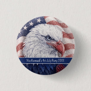 4. Juli Patriotischer Rot Weiß Blau Adler Party Button