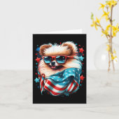 4. Juli Patriotischer Spitz Hunde Flagge Karte (Gelbe Blume)