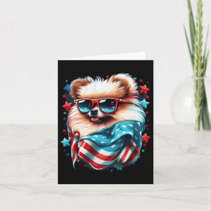 4. Juli Patriotischer Spitz Hunde Flagge Karte