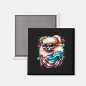 4. Juli Patriotischer Spitz Hunde Flagge Magnet (Vorderseite/Rückseite)