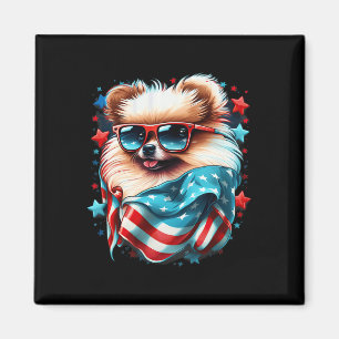 4. Juli Patriotischer Spitz Hunde Flagge Magnet