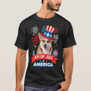 4. Juli Patriotischer Tag Corgi Hund Unabhängigkei T-Shirt