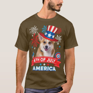 4. Juli Patriotischer Tag Corgi Hund Unabhängigkei T-Shirt