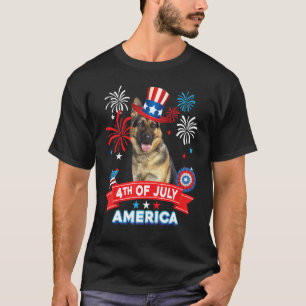 4. Juli Patriotischer Tag Deutscher Schäferhund In T-Shirt