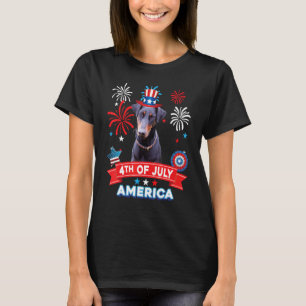 4. Juli Patriotischer Tag Doberman Pinscher Hund i T-Shirt