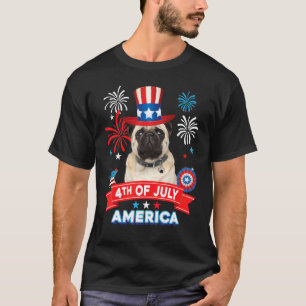 4. Juli Patriotischer Tag Mops Hunde Unabhängigkei T-Shirt