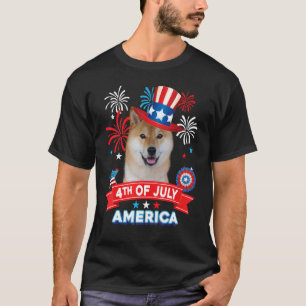 4. Juli Patriotischer Tag Shiba Inu Hund unabhängi T-Shirt