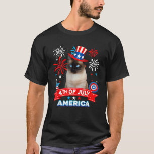 4. Juli Patriotischer Tag Siamkatze Unabhängigkeit T-Shirt