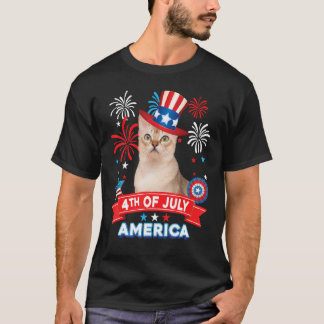 4. Juli Patriotischer Tag Singapur Katze unabhängi T-Shirt