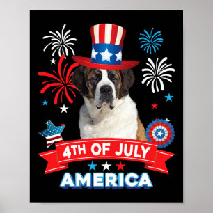 4. Juli Patriotischer Tag St. Bernard Hund unabhän Poster