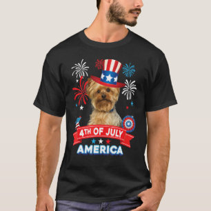 4. Juli Patriotischer Tag Yorkie Hunde Unabhängigk T-Shirt