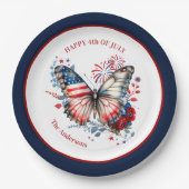 4. Juli Patriotischer Unabhängigkeitstag Name Pappteller (Vorderseite)