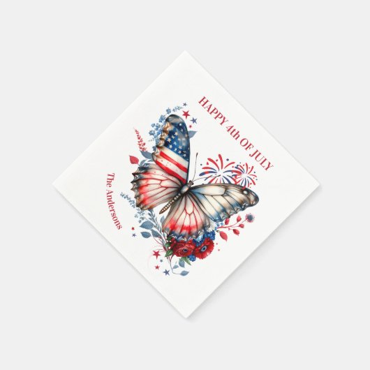 4. Juli Patriotischer Unabhängigkeitstag Name Serviette (Ecke)