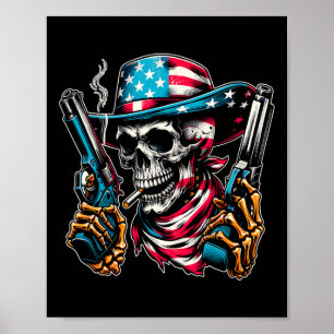 4. Juli Patriotischer Usa-Skelett-Schädel Us Ameri Poster