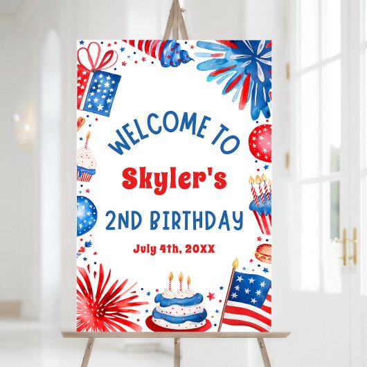 4. Juli Patriotisches 2. Geburtstag Party Begrüßun Poster
