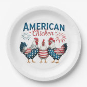 4. Juli Patriotisches amerikanisches Huhn-62987 Pappteller (Vorderseite)