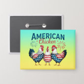 4. Juli Patriotisches amerikanisches Huhn-62987 T- Button (Vorderseite/Rückseite)