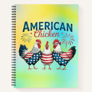 4. Juli Patriotisches amerikanisches Huhn-62987 T- Notizblock