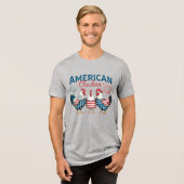 4. Juli Patriotisches amerikanisches Huhn-62987 Tri-Blend Shirt (Vorderseite voll)
