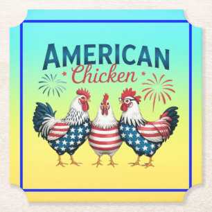 4. Juli Patriotisches Amerikanisches Huhn-62987 Untersetzer
