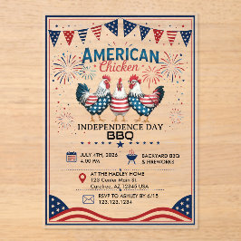 4. Juli Patriotisches Amerikanisches Hühnerdesign Acryleinladungen