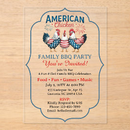 4. Juli Patriotisches Amerikanisches Hühnerdesign Acryleinladungen