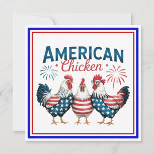 4. Juli Patriotisches Amerikanisches Hühnerdesign Einladung