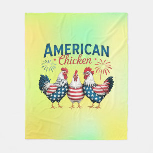 4. Juli Patriotisches Amerikanisches Hühnerdesign Fleecedecke