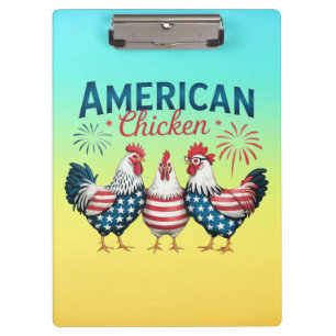 4. Juli Patriotisches Amerikanisches Hühnerdesign Klemmbrett