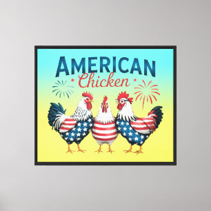 4. Juli Patriotisches Amerikanisches Hühnerdesign Leinwanddruck