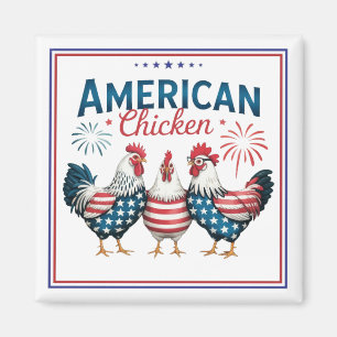 4. Juli Patriotisches Amerikanisches Hühnerdesign Magnet