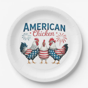 4. Juli Patriotisches Amerikanisches Hühnerdesign Pappteller