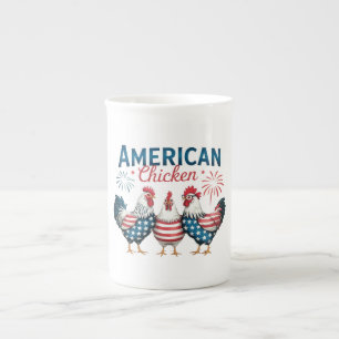 4. Juli Patriotisches Amerikanisches Hühnerdesign Porzellantasse