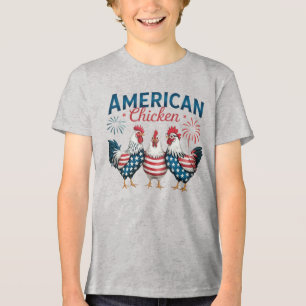 4. Juli Patriotisches Amerikanisches Hühnerdesign Tri-Blend Shirt