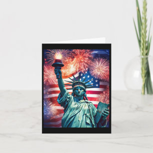 4. Juli Patriotisches Freiheitsstatue USA-Flagge C Karte