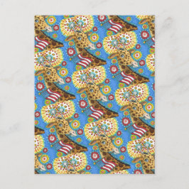 4. JULI PATRIOTISCHES GIRAFFE & FIREWORKS Niedlich Feiertagspostkarte