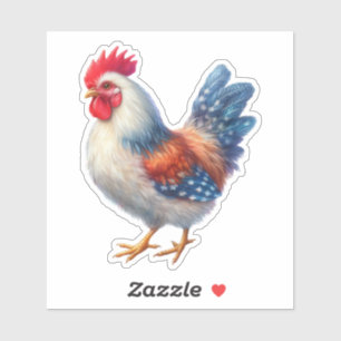 4. Juli Patriotisches Huhn mit USA-Flagge Aufkleber